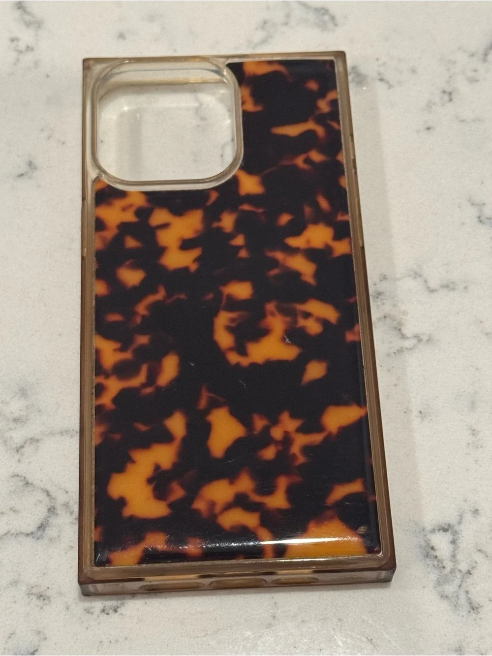 Tortoiseshell Style Phone Case in Black & Orange iPhone 15 Pro Max